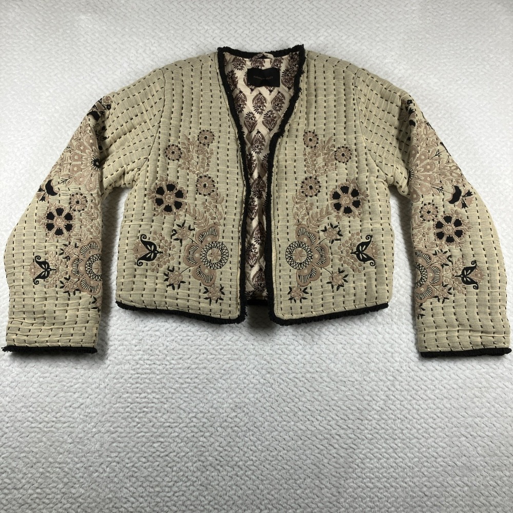 Summum Women's Quilted Cardigan Jacket‎ Embroidered Small Dutch Boho Artsy